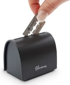 Bamboozy Metalen Doosje Voor Gebruikte Safety Razor Blades Mat Zwart Verzamel Wegwerp