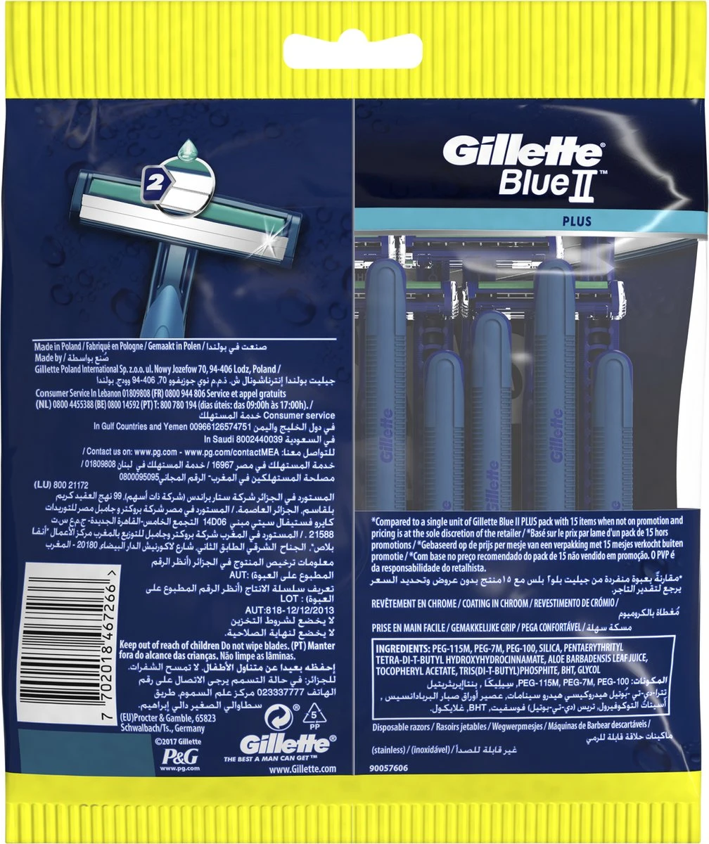 Gillette® Gillette BlueII Plus Wegwerpmesjes Mannen - 20 Stuks 10 Gillette® Gillette BlueII Plus Wegwerpmesjes Mannen - 20 Stuks - Afbeelding 8