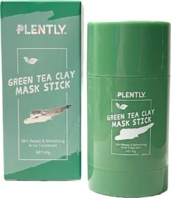 Plently - 1 + 1 Gratis - Groene Thee Masker - Green Mask Stick - 100% Natuurlijk Masker - Gezichtsmasker - Klei Masker - Anti Acne Masker - Verzorgend Masker - Groene Thee - Huidverzorging - Verkoelend - Hydraterend - Hoge Kwaliteit