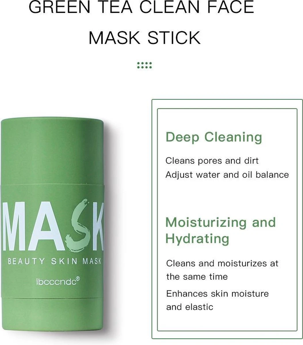 Merkloos Green Mask Stick - Huidverzorging - Gezichtsmasker - Kleimasker - Mee Eters & Acne Verwijderen - Acne Verzorging - Vette Huid - Mee-eter Verwijderaar - Poriën Reiniger -Blackhead - Verzachtend -Verkoelend - Dermatologisch Getest 7 Merkloos Green Mask Stick - Huidverzorging - Gezichtsmasker - Kleimasker - Mee Eters & Acne Verwijderen - Acne Verzorging - Vette Huid - Mee-eter Verwijderaar - Poriën Reiniger -Blackhead - Verzachtend -Verkoelend - Dermatologisch Getest - Afbeelding 5
