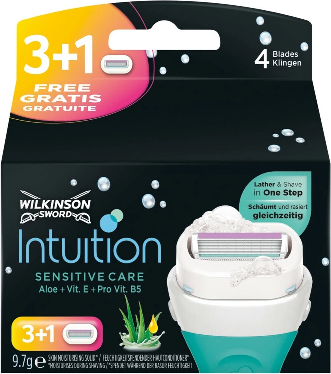 Wilkinson Intuition Sensitive Care 4 Scheermesjes - Navulling 3 Wilkinson Intuition Sensitive Care 4 Scheermesjes - Navulling