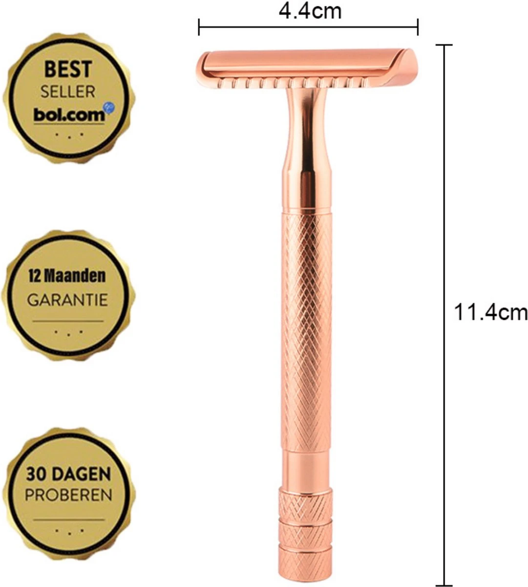 Bolano® Safety Razor Set Rose Gold + 30 Double Edge Scheermesjes + Houder - Klassiek Scheermes Voor Mannen En Vrouwen - D663 12 Bolano® Safety Razor Set Rose Gold + 30 Double Edge Scheermesjes + Houder - Klassiek Scheermes Voor Mannen En Vrouwen - D663 - Afbeelding 10