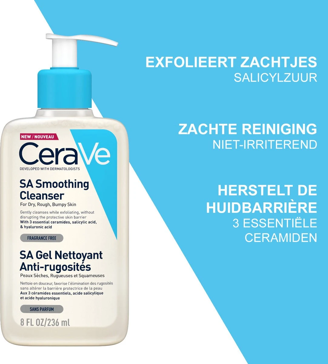 CeraVe - SA Smoothing Cleanser - Reinigingsgel - Droge Tot Ruwe Huid - 473 Ml 8 CeraVe - SA Smoothing Cleanser - Reinigingsgel - Droge Tot Ruwe Huid - 473 Ml - Afbeelding 6