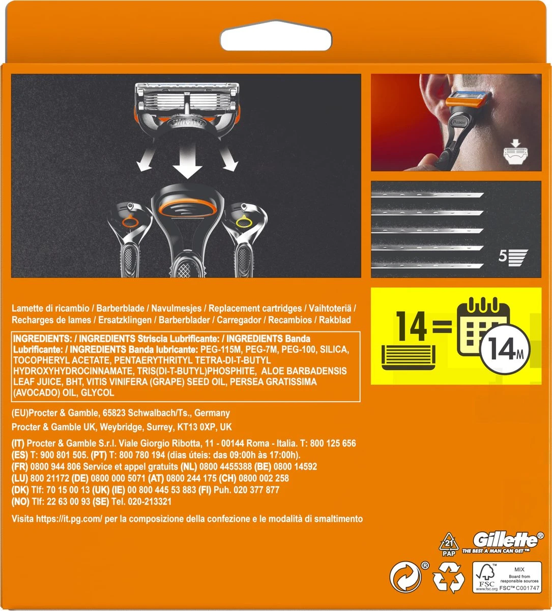 Gillette® Gillette Fusion5 Navulmesjes - 14 Stuks 11 Gillette® Gillette Fusion5 Navulmesjes - 14 Stuks - Afbeelding 9