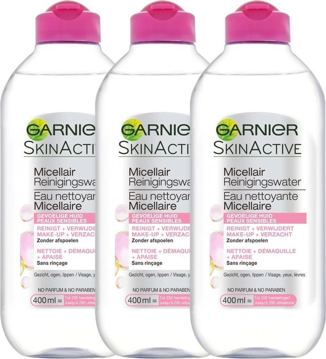 Garnier SkinActive Micellair Reinigingswater Voor De Gevoelige Huid - 3 X 400ml 3 Garnier SkinActive Micellair Reinigingswater Voor De Gevoelige Huid - 3 X 400ml