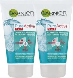 Garnier - PureActive 3-in-1 Masker Met Klei Argile Voor De Gemengde Huid Met Onzuiverheden - 2 X 150ml - Tegen Mee-eters En Onzuiverheden - Voordeelverpakking -Lichaamsverzorging Winkel 1113x1200