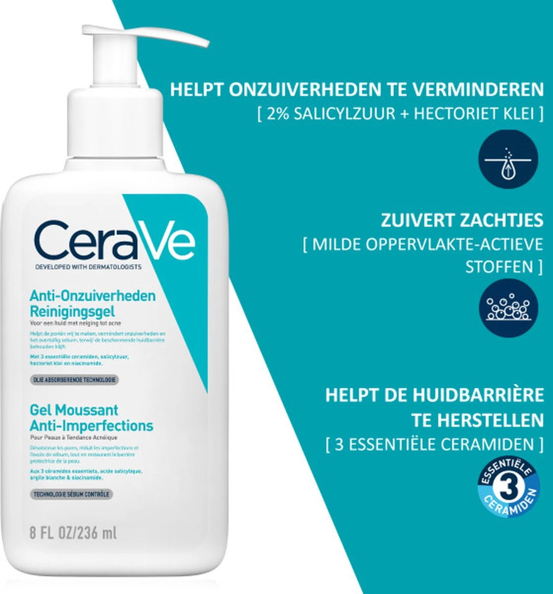CeraVe Blemish Control Cleanser - 236ml - Gezichtsreiniger Voor Huid Met Neiging Tot Acne 6 CeraVe Blemish Control Cleanser - 236ml - Gezichtsreiniger Voor Huid Met Neiging Tot Acne - Afbeelding 4