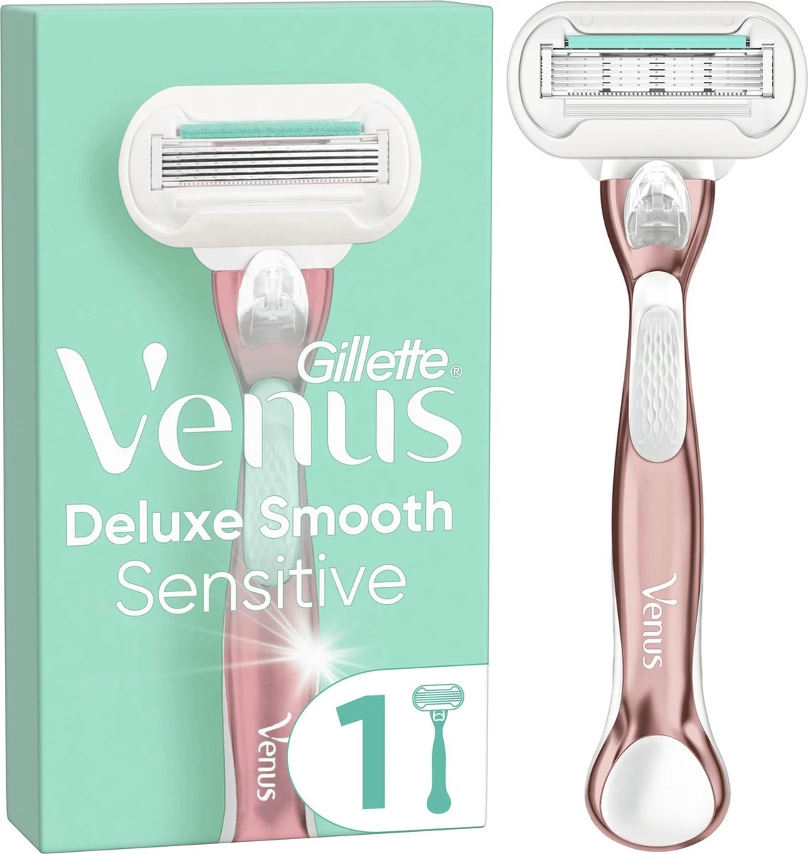 Gillette Venus Deluxe Smooth Sensitive RoseGold Scheersysteem Voor Vrouwen - Scheermes 3 Gillette Venus Deluxe Smooth Sensitive RoseGold Scheersysteem Voor Vrouwen - Scheermes