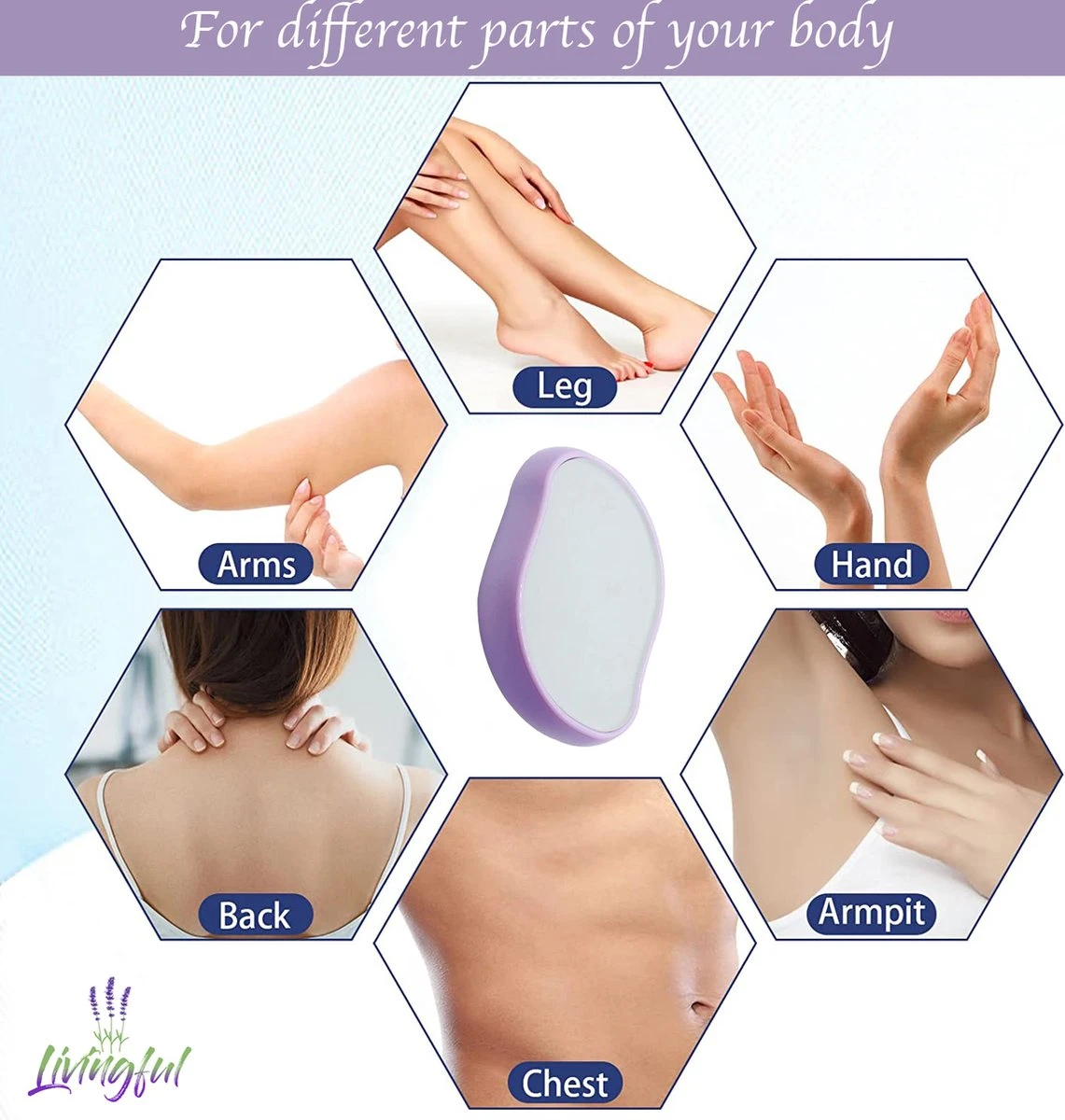 Livingful Premium Crystal Hair Removal • Pijnloos Ontharing Epileerapparaat Voor Armen Benen Rug• Mannen En Vrouwen • Epilator Voor Langdurige Ontharing • Snelle En Gemakkelijke Exfoliërende Ontharin • Haarverwijderaar • Kristalpad • Zijdezachte Huid 4 Livingful Premium Crystal Hair Removal • Pijnloos Ontharing Epileerapparaat Voor Armen Benen Rug• Mannen En Vrouwen • Epilator Voor Langdurige Ontharing • Snelle En Gemakkelijke Exfoliërende Ontharin • Haarverwijderaar • Kristalpad • Zijdezachte Huid - Afbeelding 2