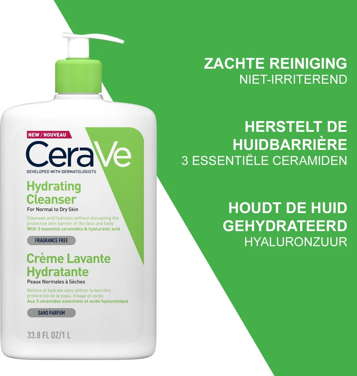 CeraVe Hydrating Cleanser - Reinigingsmelk - Normale Tot Droge Huid - 1000 Ml 4 CeraVe Hydrating Cleanser - Reinigingsmelk - Normale Tot Droge Huid - 1000 Ml - Afbeelding 2