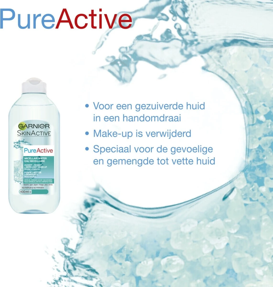 Garnier SkinActive - Pure Active Micellair Reinigingswater Voor De Vette Huid - 3 X 400 Ml - Micellair Water Bij Onzuiverheden - Voordeelverpakking 4 Garnier SkinActive - Pure Active Micellair Reinigingswater Voor De Vette Huid - 3 X 400 Ml - Micellair Water Bij Onzuiverheden - Voordeelverpakking - Afbeelding 2