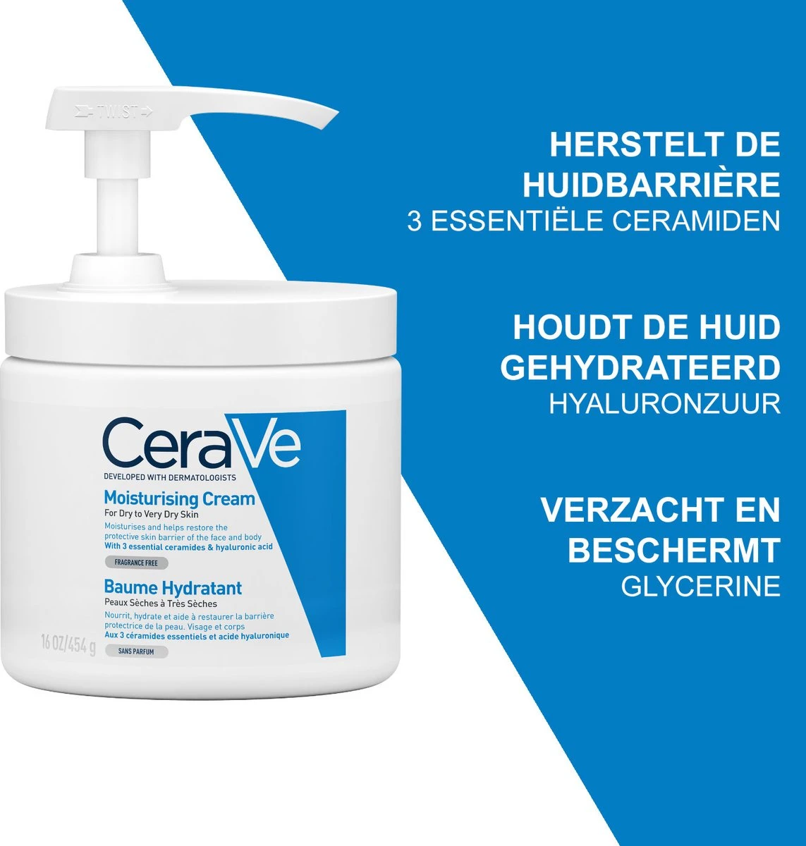 CeraVe - Moisturizing Cream - Bodycréme - Droge Tot Zeer Droge Huid - 454 G 4 CeraVe - Moisturizing Cream - Bodycréme - Droge Tot Zeer Droge Huid - 454 G - Afbeelding 2
