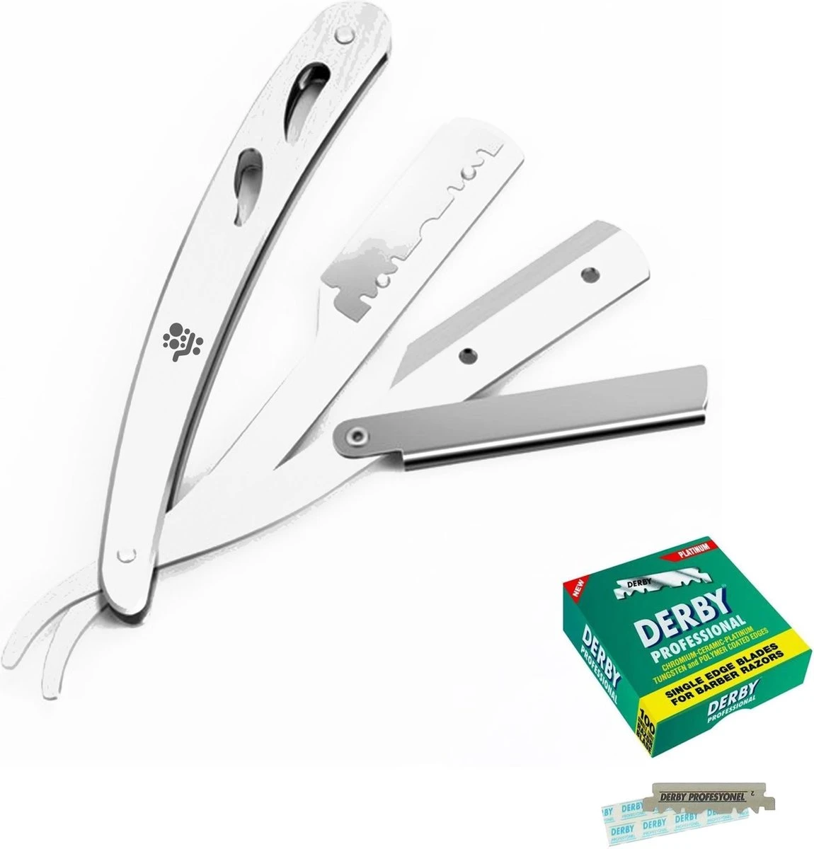 Rvs Scheermes Mannen Inclusief 100 Derby Premium Scheermesjes - Barbiersmes - Shavette - Kappers Mes - Klassiek Open Scheermes - Klapmes - Huismerk Shopgelijk 3 Rvs Scheermes Mannen Inclusief 100 Derby Premium Scheermesjes - Barbiersmes - Shavette - Kappers Mes - Klassiek Open Scheermes - Klapmes - Huismerk Shopgelijk