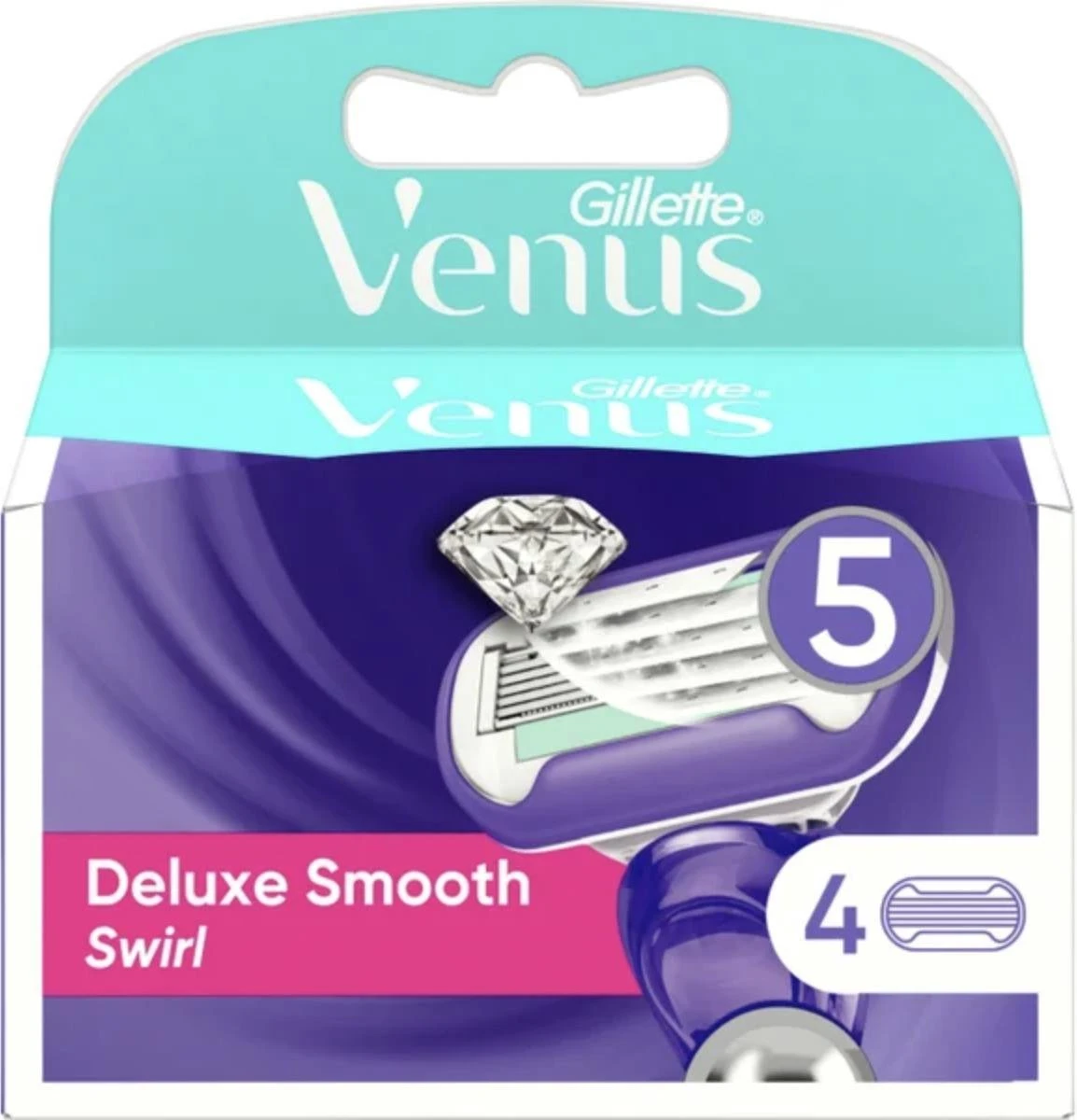 Gillette Deluxe Smooth Swirl Scheermesjes Voor Vrouwen - 4 Navulmesjes 3 Gillette Deluxe Smooth Swirl Scheermesjes Voor Vrouwen - 4 Navulmesjes