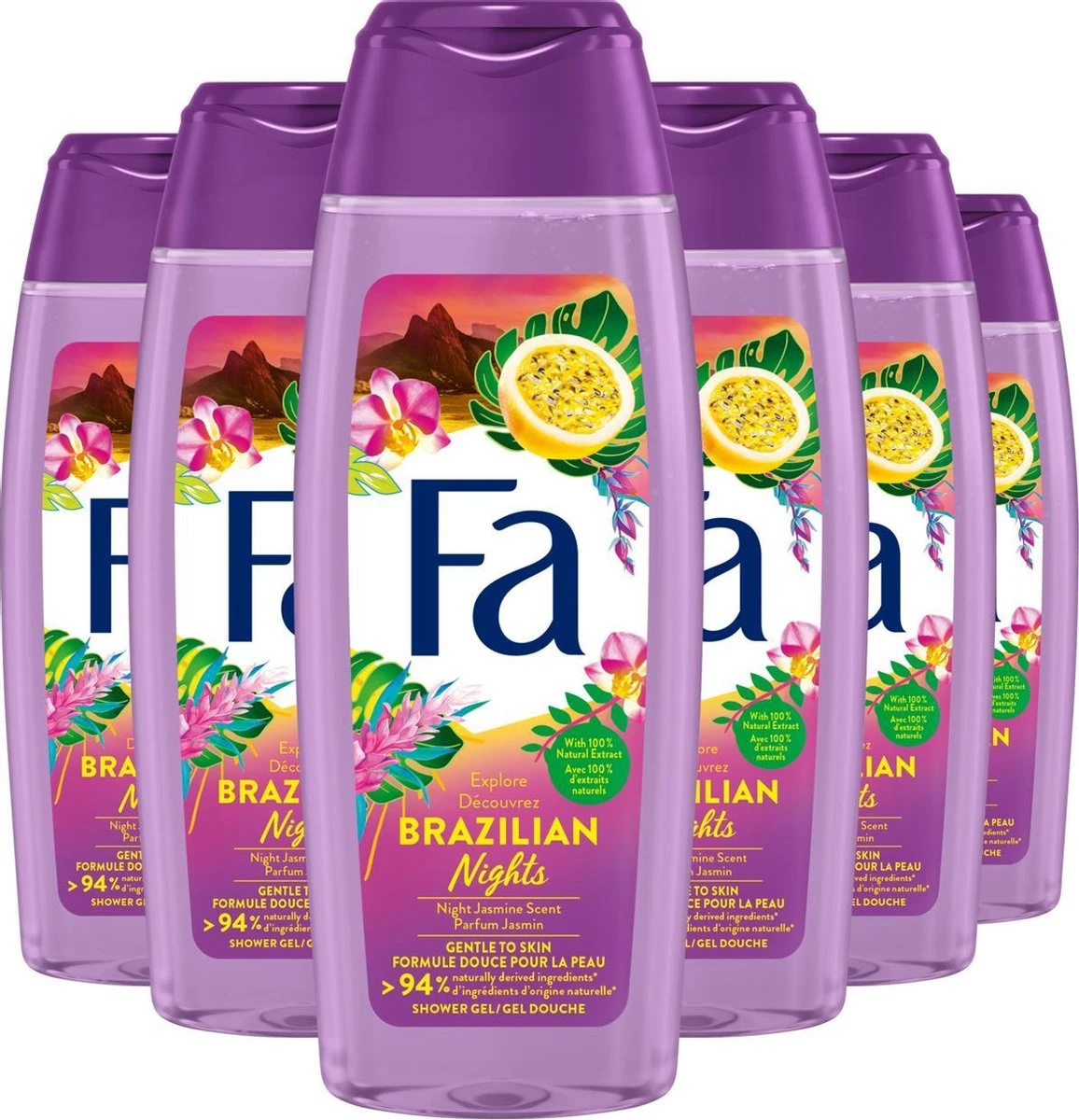 Fa Brazilian Nights Douchegel 6x 250ml - Grootverpakking 3 Fa Brazilian Nights Douchegel 6x 250ml - Grootverpakking