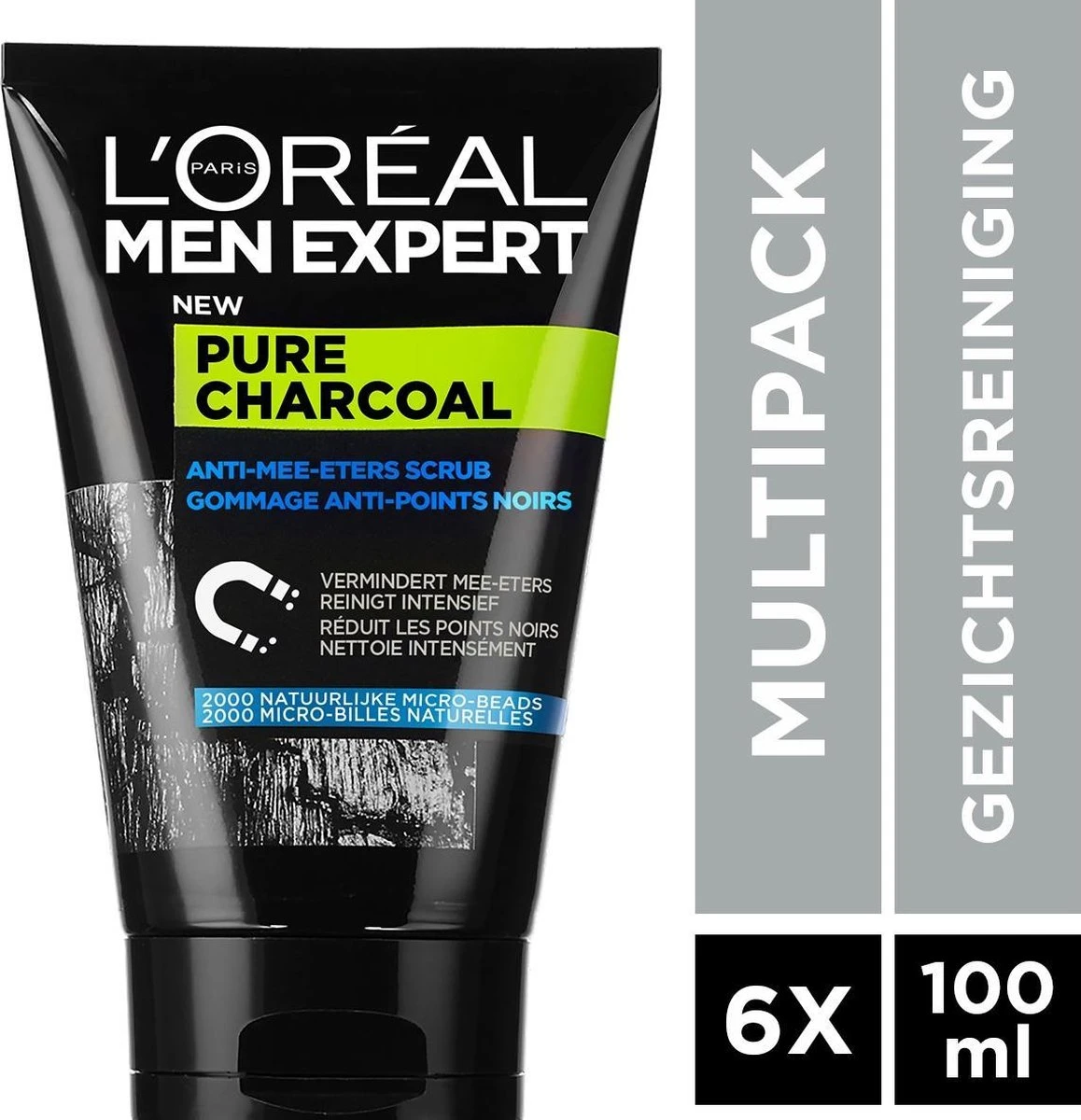 L'Oréal Paris Men Expert Pure Charcoal - Anti-Blackhead Scrub - 6 X 100 Ml - Voordeelverpakking 5 L'Oréal Paris Men Expert Pure Charcoal - Anti-Blackhead Scrub - 6 X 100 Ml - Voordeelverpakking - Afbeelding 3