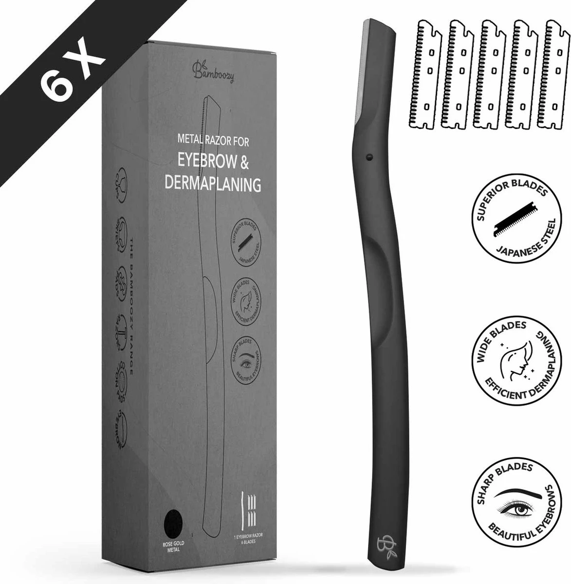 Bamboozy Metalen Dermaplaning 6x Diep Zwart Unisex Wenkbrauw Scheermesje Mesje Van Metaal - Scheermes Gezicht Intieme Streek - Baard Bakkebaarden Donshaartjes Scheren Contouren 3 Bamboozy Metalen Dermaplaning 6x Diep Zwart Unisex Wenkbrauw Scheermesje Mesje Van Metaal - Scheermes Gezicht Intieme Streek - Baard Bakkebaarden Donshaartjes Scheren Contouren