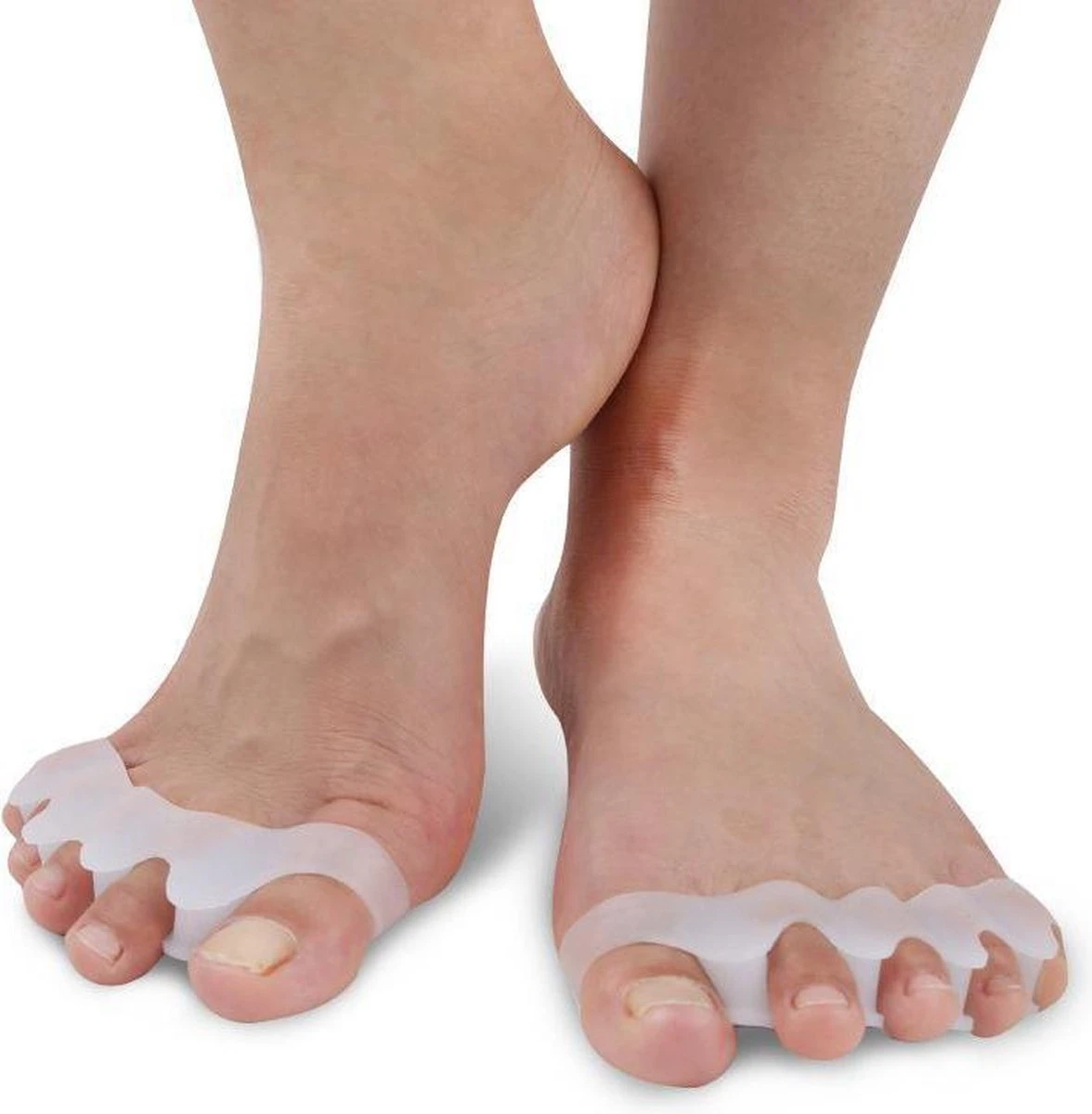 KWOEE Teenspreider - Hallux Valgus Siliconen Teencorrector - 5 Tenen - 2 Stuks Wit 3 KWOEE Teenspreider - Hallux Valgus Siliconen Teencorrector - 5 Tenen - 2 Stuks Wit