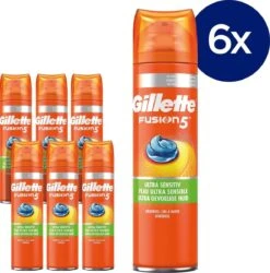 Gillette® Gillette Fusion5 Ultra Sensitive Scheergel Mannen - 6x200ml Voordeelverpakking