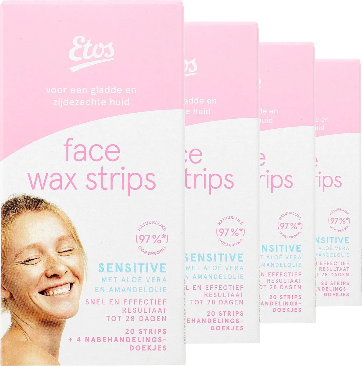 Etos Wax Strips - Gezicht - 80 Stuks - (4 X 20) 3 Etos Wax Strips - Gezicht - 80 Stuks - (4 X 20)