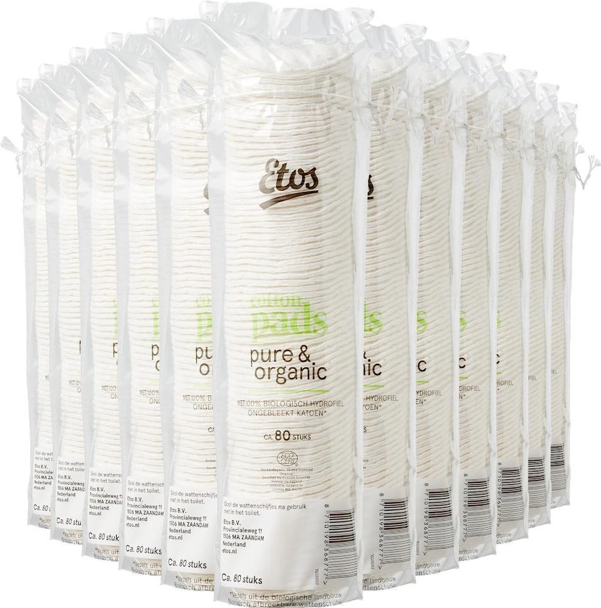 Etos Wattenschijfjes - Pure & Organic - 960 Stuks (12 Rollen X 80 Watten) 3 Etos Wattenschijfjes - Pure & Organic - 960 Stuks (12 Rollen X 80 Watten)