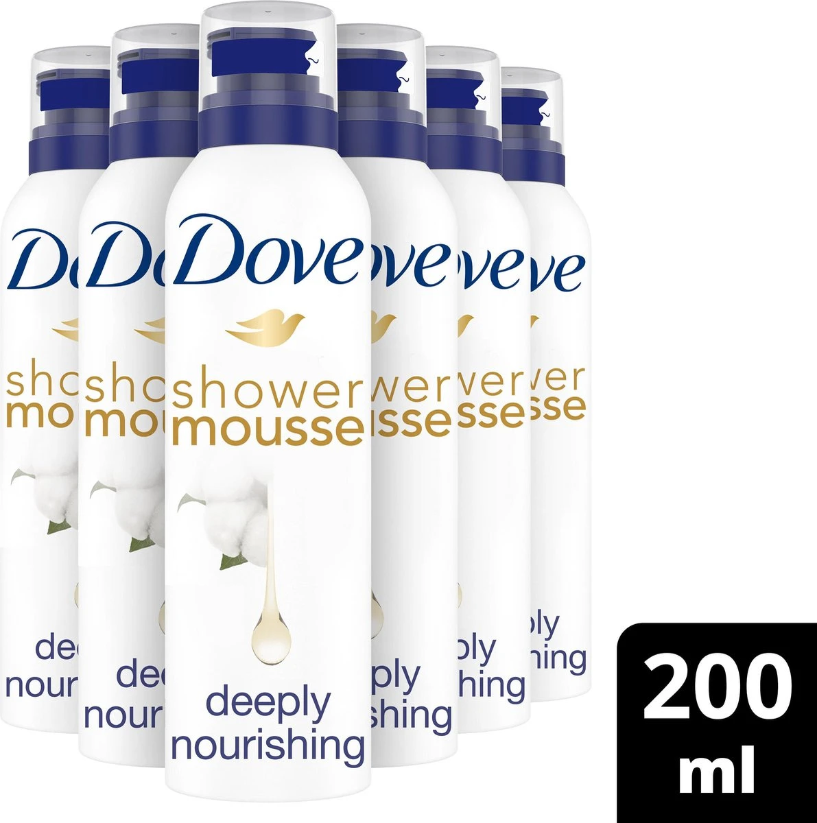 Dove Deeply Nourishing Doucheschuim - 6 X 200ml - Voordeelverpakking 4 Dove Deeply Nourishing Doucheschuim - 6 X 200ml - Voordeelverpakking - Afbeelding 2