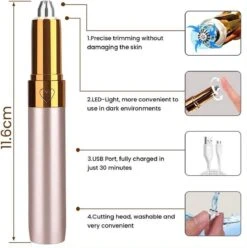 Draagbare Wenkbrauw Epilator - Haar Remover Pen - USB Trimmer -Lichaamsverzorging Winkel 1197x1200 23