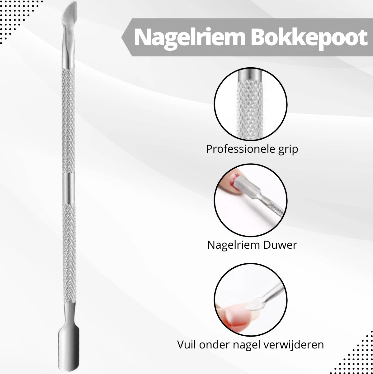 3 Delige Nagelriem Knipper Set - Cuticle Pusher Duwer Verwijderaar Trimmer Mesje - Bokkenpootje Nagels 5 3 Delige Nagelriem Knipper Set - Cuticle Pusher Duwer Verwijderaar Trimmer Mesje - Bokkenpootje Nagels - Afbeelding 3
