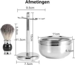 Complete Scheerset - Vaderdag Cadeau - RVS Scheerkom - Scheerkwast - Scheermeshouder - Badkamer Set - Scheerspullen -Lichaamsverzorging Winkel 1200x1040