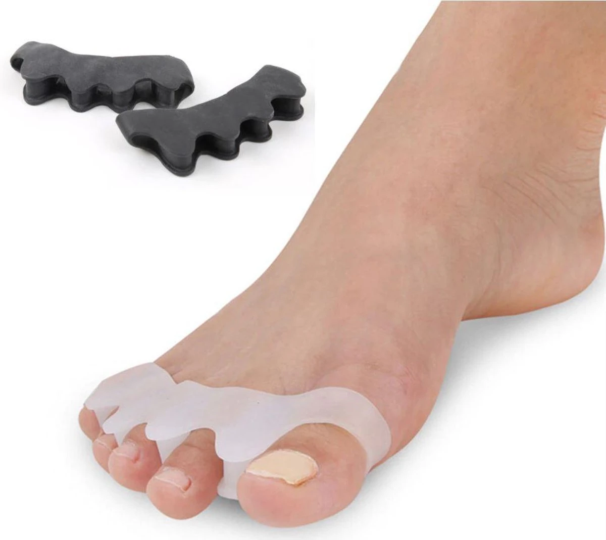 Hallux Valgus - Teenspreider - Teencorrector - Hallux Valgus Grote Teencorrector - Zwart 2 Stuks 3 Hallux Valgus - Teenspreider - Teencorrector - Hallux Valgus Grote Teencorrector - Zwart 2 Stuks