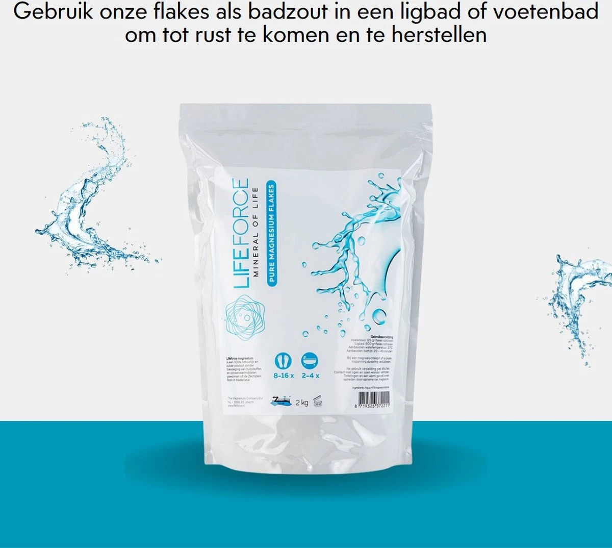 Lifeforce Magnesium Vlokken / Flakes / Badzout (2 Kg) | Puur Zechstein - Magnesiumchloride 100% Natuurlijk En Zuiver 4 Lifeforce Magnesium Vlokken / Flakes / Badzout (2 Kg) | Puur Zechstein - Magnesiumchloride 100% Natuurlijk En Zuiver - Afbeelding 2