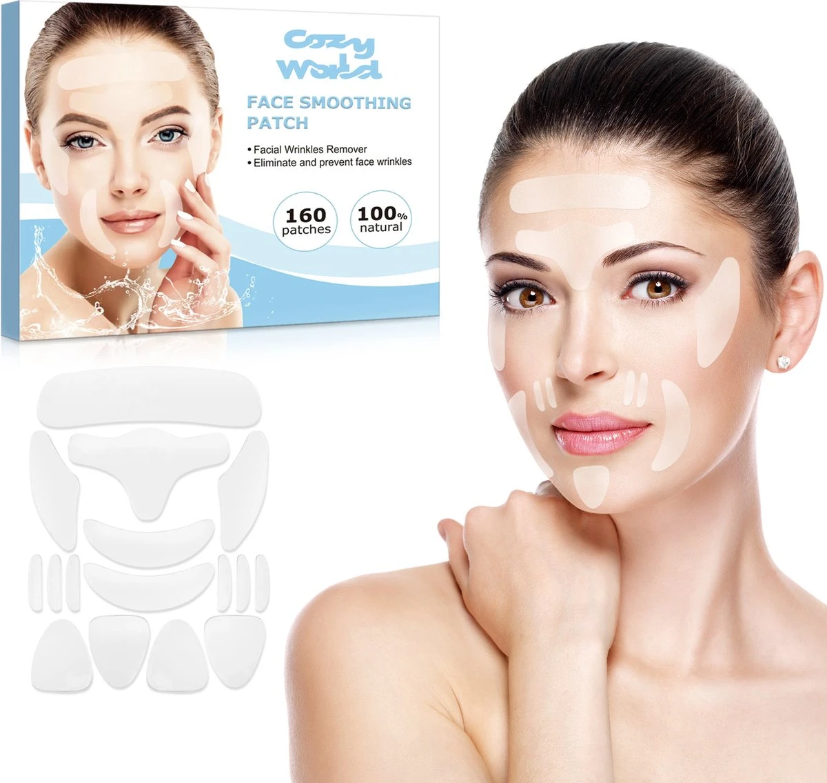 Cozy World - Anti Rimpel Pads - 160 Delig - 10 Sets Van 16 Patches - Siliconen - Gezicht Stretcher - Anti Aging - Eye Patch - Wallen - Botox Alternatief 3 Cozy World - Anti Rimpel Pads - 160 Delig - 10 Sets Van 16 Patches - Siliconen - Gezicht Stretcher - Anti Aging - Eye Patch - Wallen - Botox Alternatief