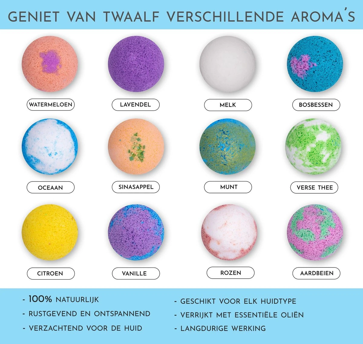 Bruisballen Voor Bad – XL Maat – 12 Unieke Geuren En Kleuren – 100% Natuurlijk - Bruisballen Kind 4 Bruisballen Voor Bad – XL Maat – 12 Unieke Geuren En Kleuren – 100% Natuurlijk - Bruisballen Kind - Afbeelding 2