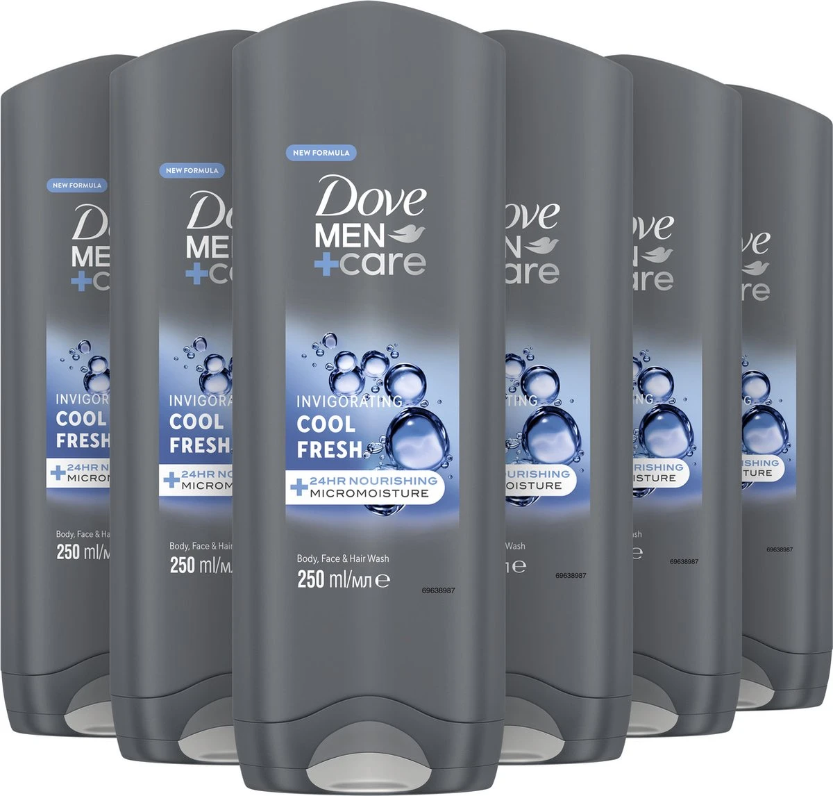 Dove Men+Care Cool Fresh 3-in-1 Douchegel - 6 X 250 Ml - Voordeelverpakking 4 Dove Men+Care Cool Fresh 3-in-1 Douchegel - 6 X 250 Ml - Voordeelverpakking - Afbeelding 2