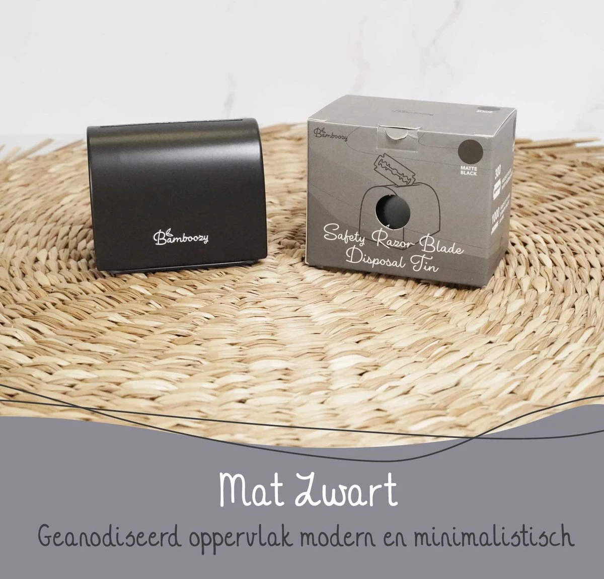 Bamboozy Metalen Doosje Voor Gebruikte Safety Razor Blades Mat Zwart Verzamel Wegwerp 7 Bamboozy Metalen Doosje Voor Gebruikte Safety Razor Blades Mat Zwart Verzamel Wegwerp - Afbeelding 5