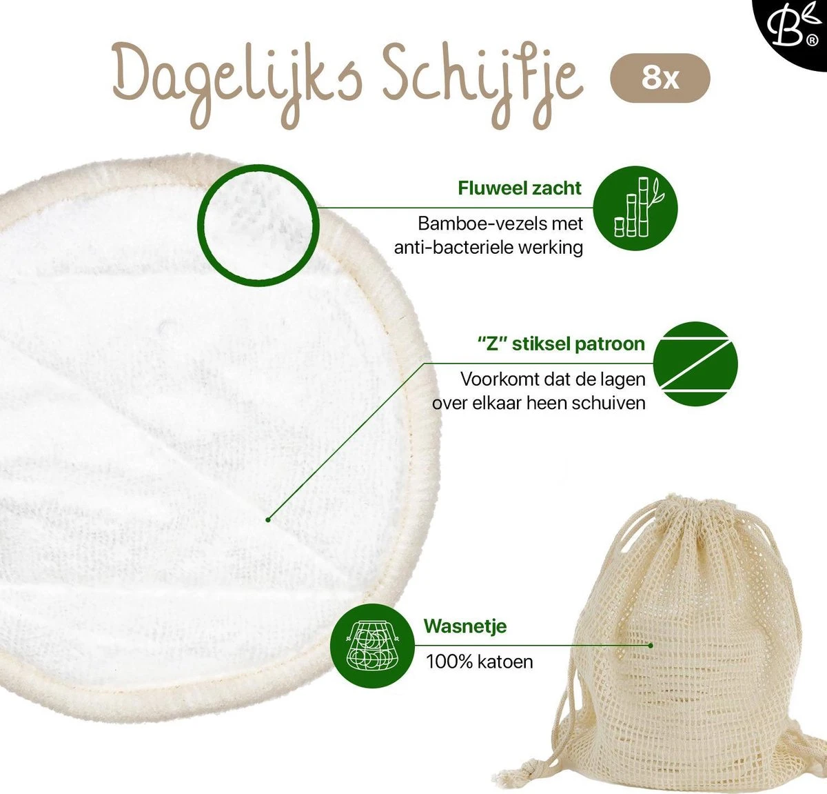 Bamboozy 12 Zwart + Wit Wasbare Wattenschijfjes Herbruikbare Wattenschijfjes Zero Waste Duurzame Bamboe 9 Bamboozy 12 Zwart + Wit Wasbare Wattenschijfjes Herbruikbare Wattenschijfjes Zero Waste Duurzame Bamboe - Afbeelding 7