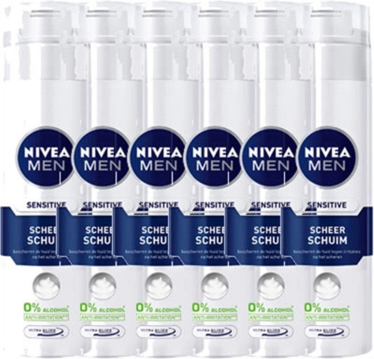 NIVEA MEN Sensitive Scheerschuim - 6 X 200 Ml - Voordeelverpakking 3 NIVEA MEN Sensitive Scheerschuim - 6 X 200 Ml - Voordeelverpakking
