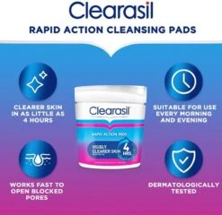Clearasil Ultra Rapid Action Pads - Reinigingsdoekjes - 2 X 65 Stuks -Lichaamsverzorging Winkel 1200x1164 3