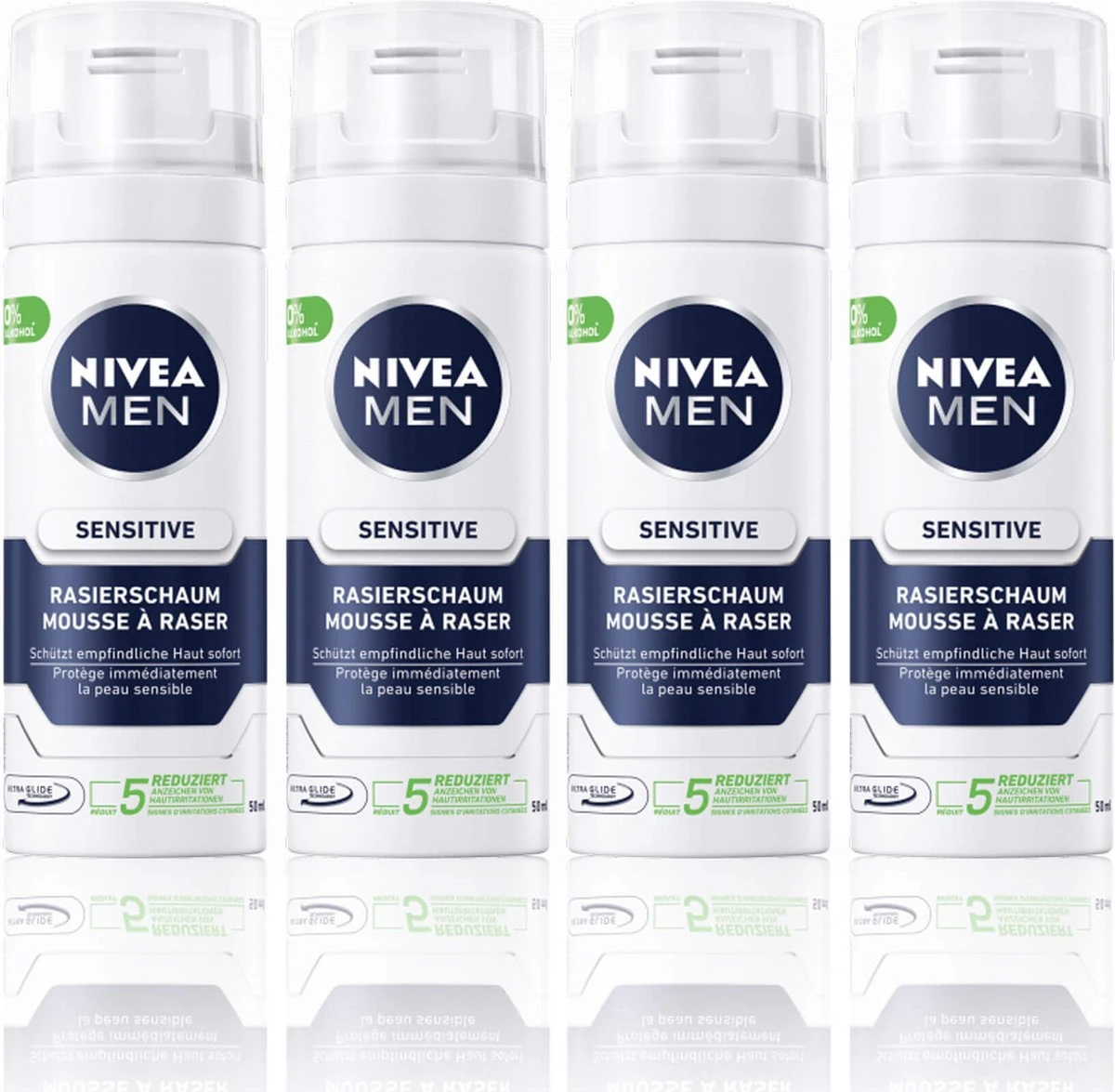 Nivea® | 4 X 50 Ml Scheerschuim Sensitive | Mini Flacon | Reisformaat | Gevoelige Huid | 4 Nivea® | 4 X 50 Ml Scheerschuim Sensitive | Mini Flacon | Reisformaat | Gevoelige Huid | - Afbeelding 2