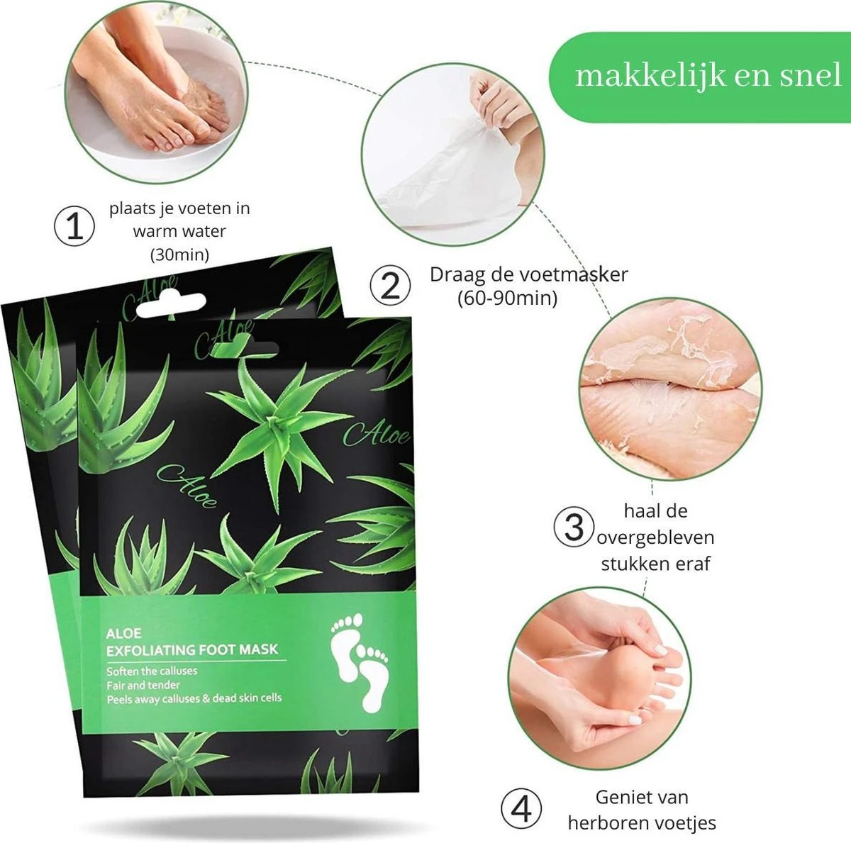 PureLuxure Voetmasker - Voetverzorging - Eeltsokken - Eelt Verwijderaar - Voetenmasker - Peel Off Masker - 1 Paar (2 Stuks) 6 PureLuxure Voetmasker - Voetverzorging - Eeltsokken - Eelt Verwijderaar - Voetenmasker - Peel Off Masker - 1 Paar (2 Stuks) - Afbeelding 4