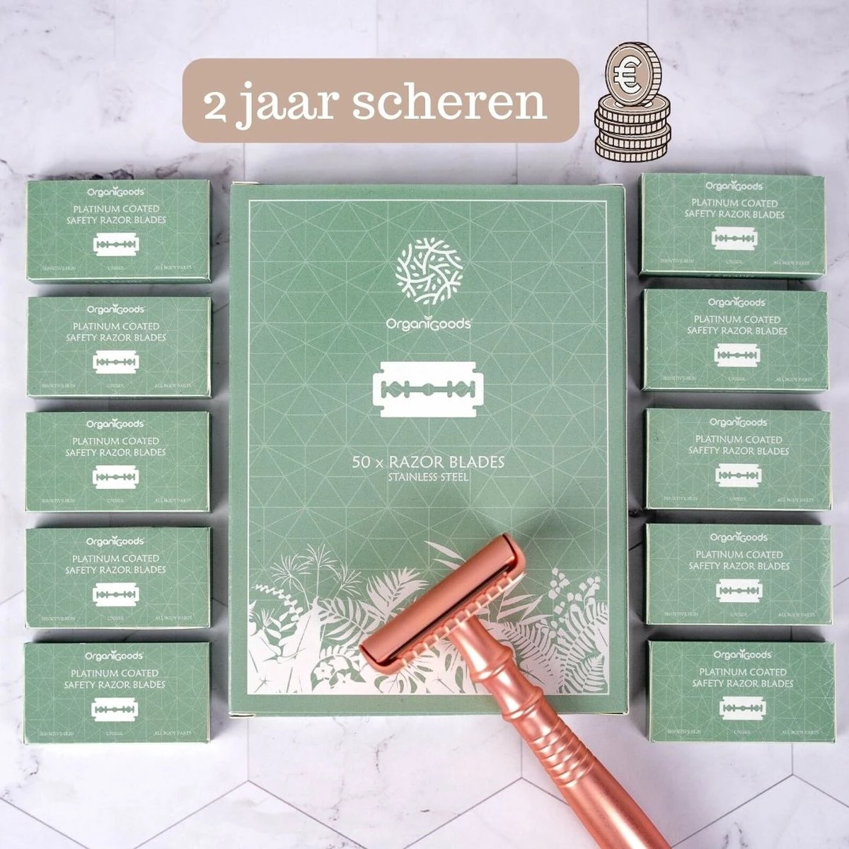 OrganiGoods Safety Razor Blades - 50 Stuks - Mesjes - Platinum Scheermesjes - Navulling Mesjes - Alle Lichaamsdelen - Double Edge Blade Scheermes - Zero Waste 5 OrganiGoods Safety Razor Blades - 50 Stuks - Mesjes - Platinum Scheermesjes - Navulling Mesjes - Alle Lichaamsdelen - Double Edge Blade Scheermes - Zero Waste - Afbeelding 3