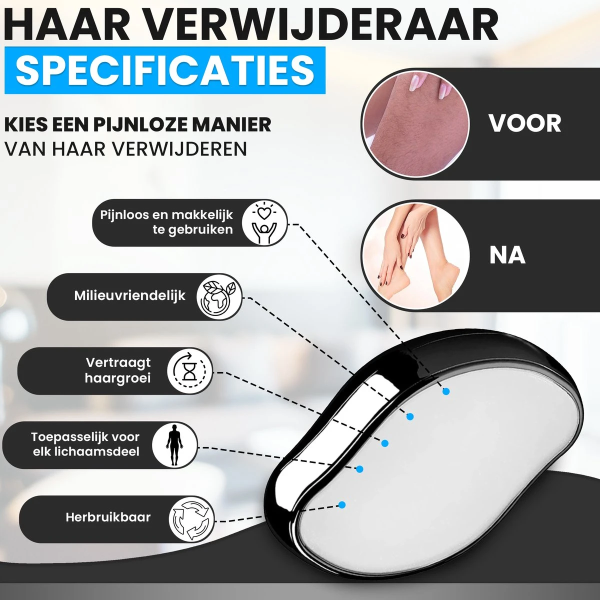 Crystal Hair Removal - Ontharing - Epilator - Pad - Bleame - Scrubi - Pijnloze Lichaamshaarverwijdering 7 Crystal Hair Removal - Ontharing - Epilator - Pad - Bleame - Scrubi - Pijnloze Lichaamshaarverwijdering - Afbeelding 5