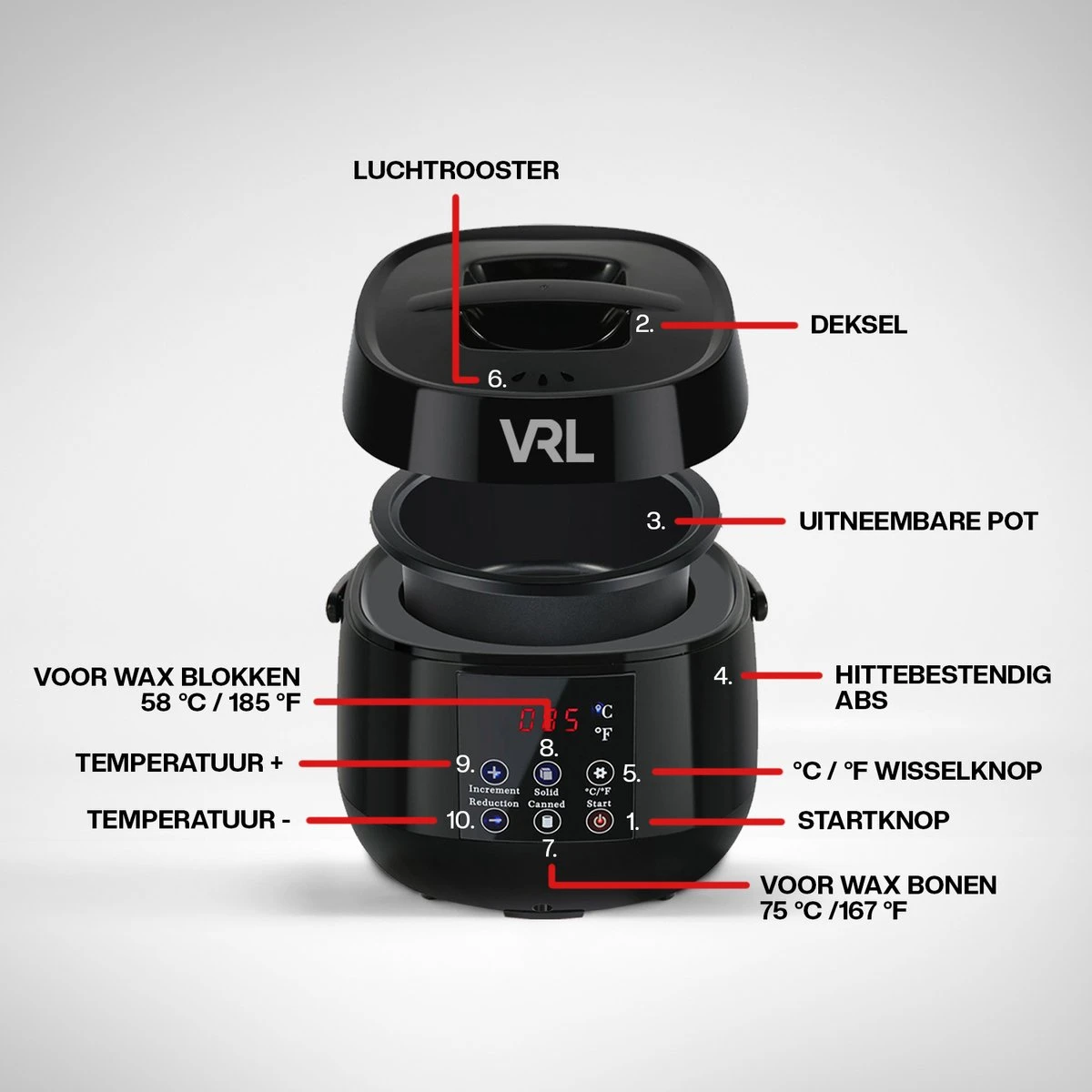 VRL Smart Wax Apparaat - Ontharing - Ontharingsapparaat - Touchscreen - LED Display - Geschikt Voor Alle Soorten Wax 6 VRL Smart Wax Apparaat - Ontharing - Ontharingsapparaat - Touchscreen - LED Display - Geschikt Voor Alle Soorten Wax - Afbeelding 4