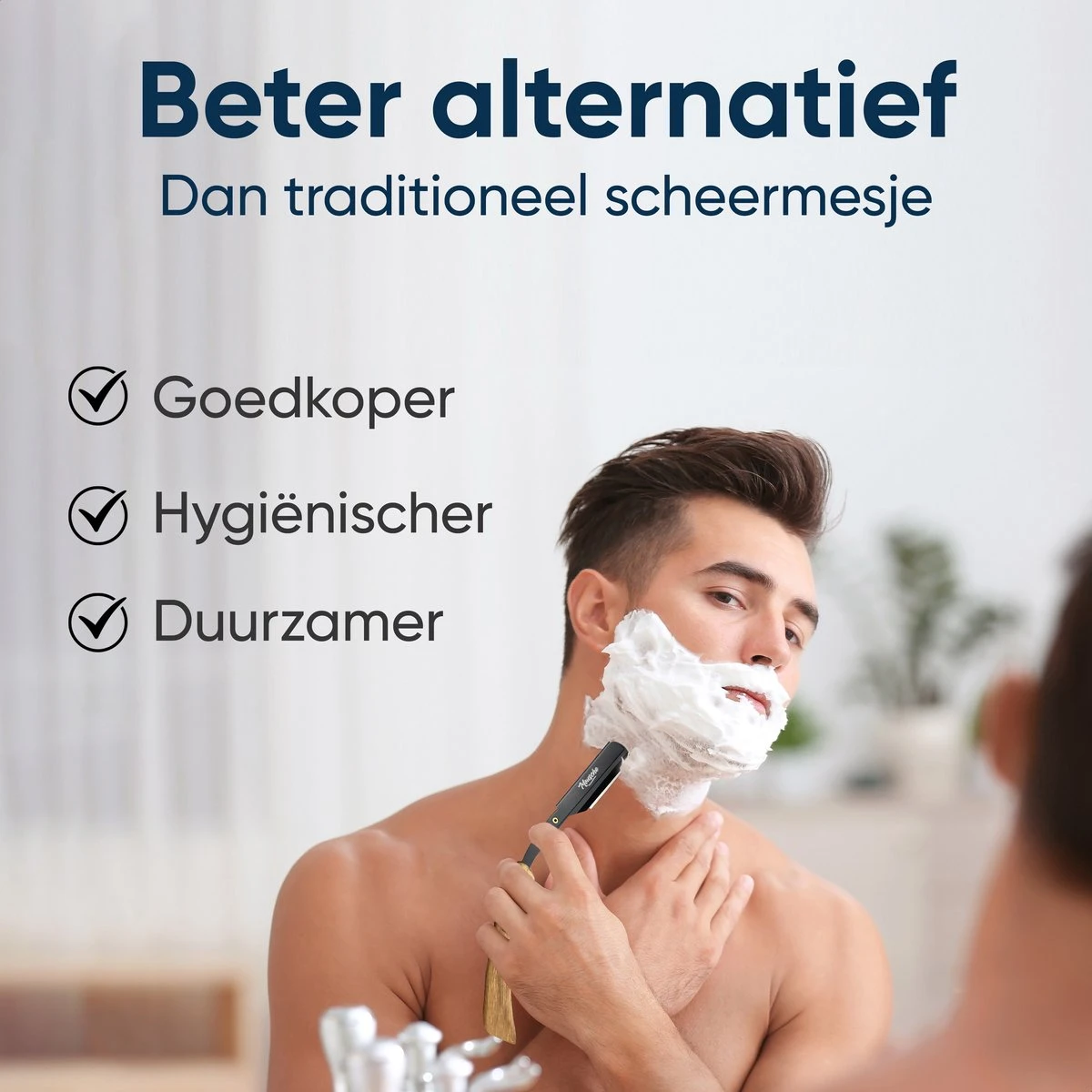 Mousche Barbiersmes Met 200 Scheermesjes - Klassiek Open Scheermes - Barber Mes - Shavette - Straight Razor - Klapmes - Nekmes - Kappersmes 5 Mousche Barbiersmes Met 200 Scheermesjes - Klassiek Open Scheermes - Barber Mes - Shavette - Straight Razor - Klapmes - Nekmes - Kappersmes - Afbeelding 3