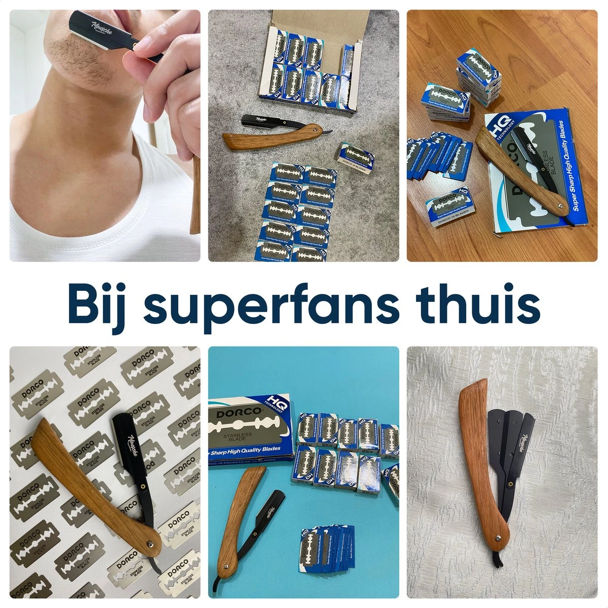 Mousche Barbiersmes Met 200 Scheermesjes - Klassiek Open Scheermes - Barber Mes - Shavette - Straight Razor - Klapmes - Nekmes - Kappersmes 11 Mousche Barbiersmes Met 200 Scheermesjes - Klassiek Open Scheermes - Barber Mes - Shavette - Straight Razor - Klapmes - Nekmes - Kappersmes - Afbeelding 9