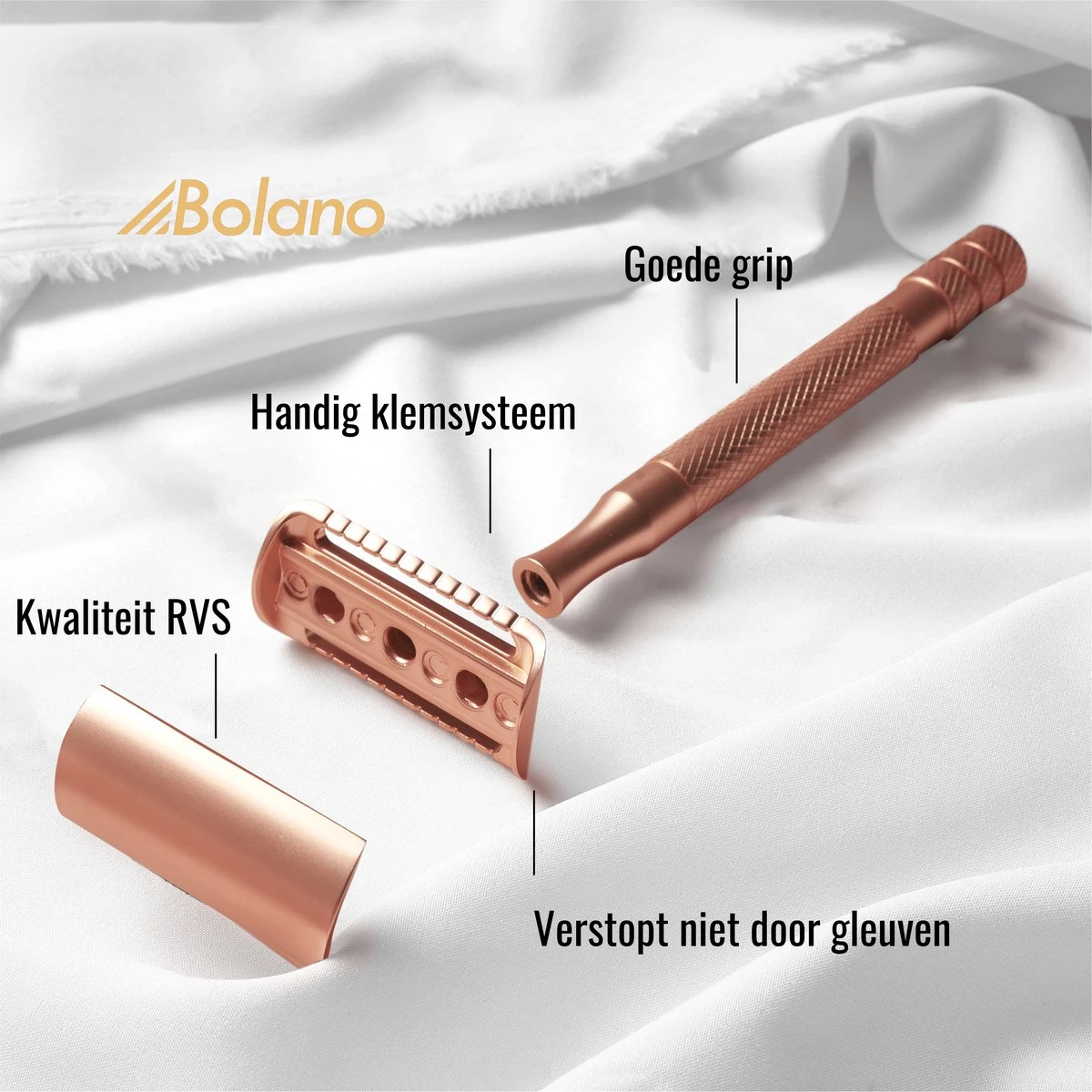 Bolano® Safety Razor Set Rose Gold + 30 Double Edge Scheermesjes + Houder - Klassiek Scheermes Voor Mannen En Vrouwen - D663 5 Bolano® Safety Razor Set Rose Gold + 30 Double Edge Scheermesjes + Houder - Klassiek Scheermes Voor Mannen En Vrouwen - D663 - Afbeelding 3