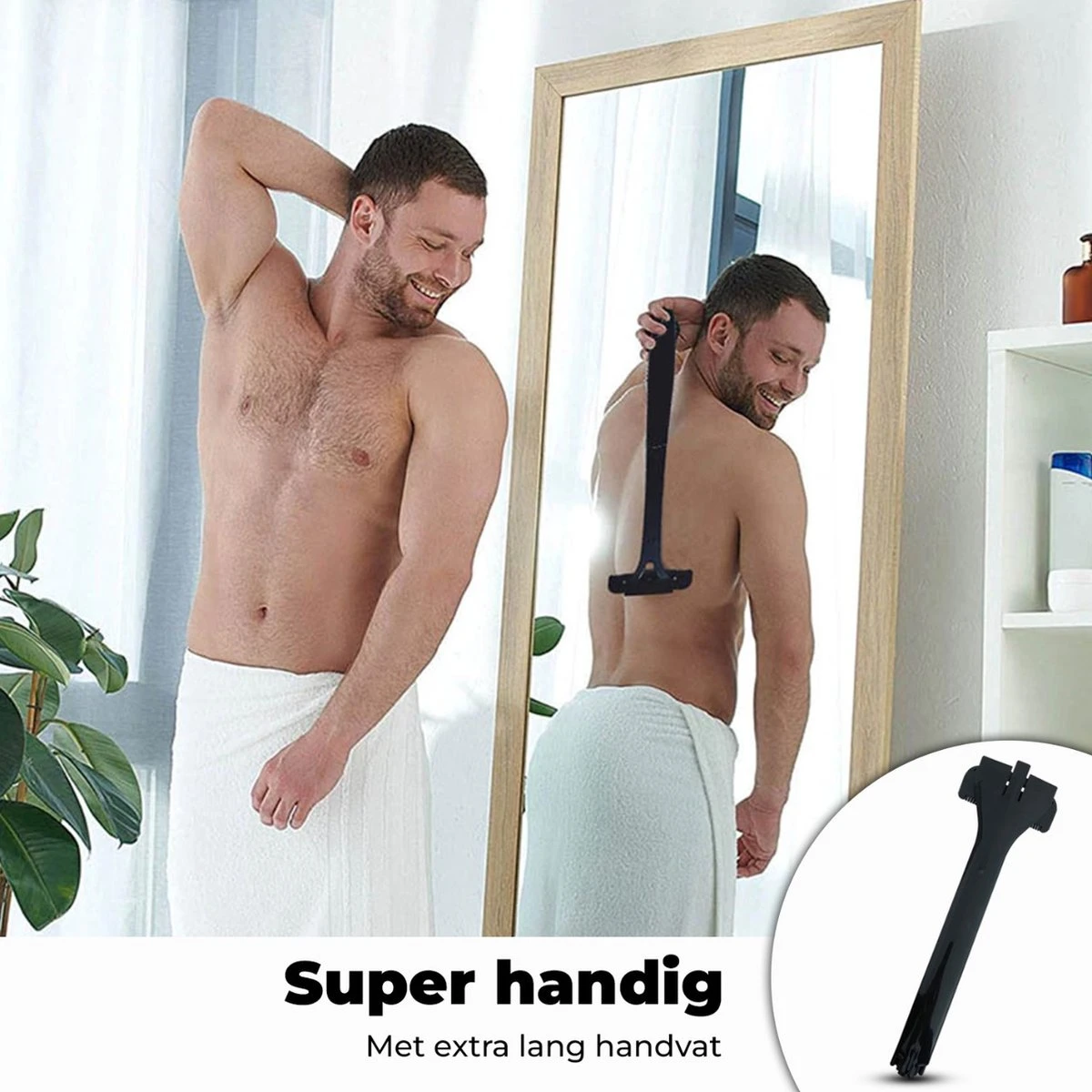 JUST23 Back Shaver - Rug Scheermes - Rughaar Verwijderaar - Rug Scheren - Inklapbaar - Incl. Schoonmaak Borstel 5 JUST23 Back Shaver - Rug Scheermes - Rughaar Verwijderaar - Rug Scheren - Inklapbaar - Incl. Schoonmaak Borstel - Afbeelding 3