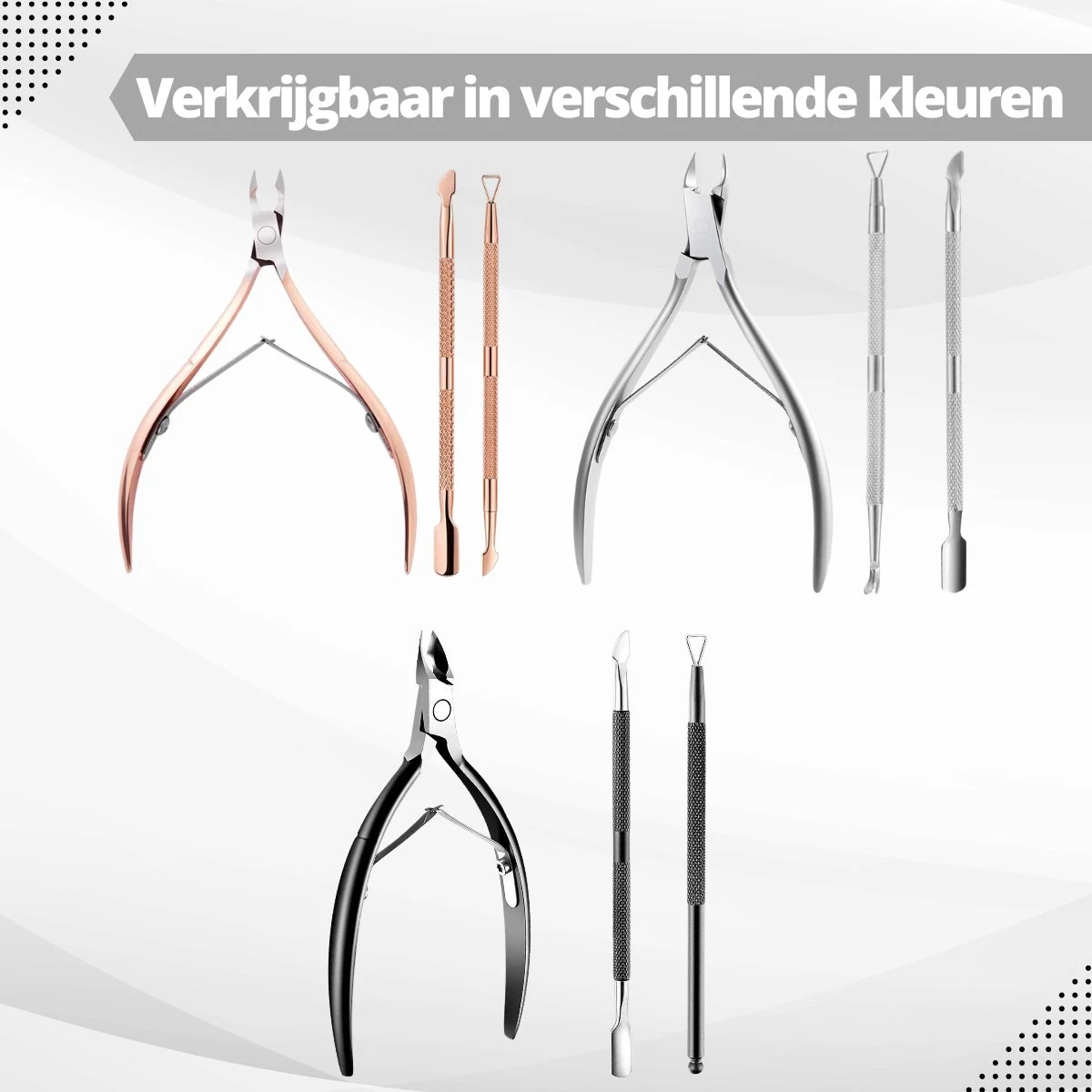 3 Delige Nagelriem Knipper Set - Cuticle Pusher Duwer Verwijderaar Trimmer Mesje - Bokkenpootje Nagels 11 3 Delige Nagelriem Knipper Set - Cuticle Pusher Duwer Verwijderaar Trimmer Mesje - Bokkenpootje Nagels - Afbeelding 9