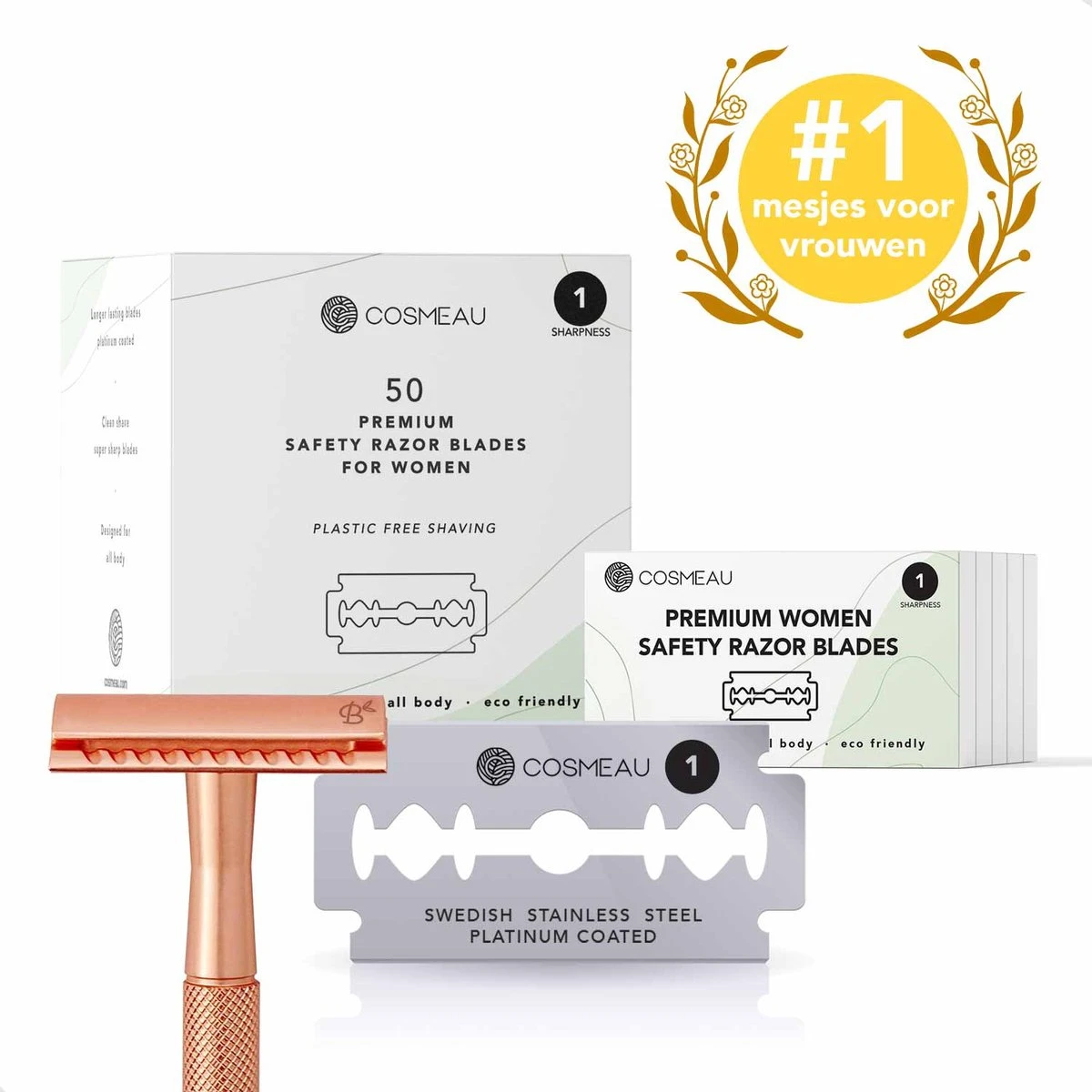 Cosmeau Safety Razor Blades Voor Vrouwen Alle Lichaamsdelen - 50 Stuks Safety Razor Scheermesjes Mesjes Voor Bamboozy Safety Razors - Platinum - Zero Waste 3 Cosmeau Safety Razor Blades Voor Vrouwen Alle Lichaamsdelen - 50 Stuks Safety Razor Scheermesjes Mesjes Voor Bamboozy Safety Razors - Platinum - Zero Waste