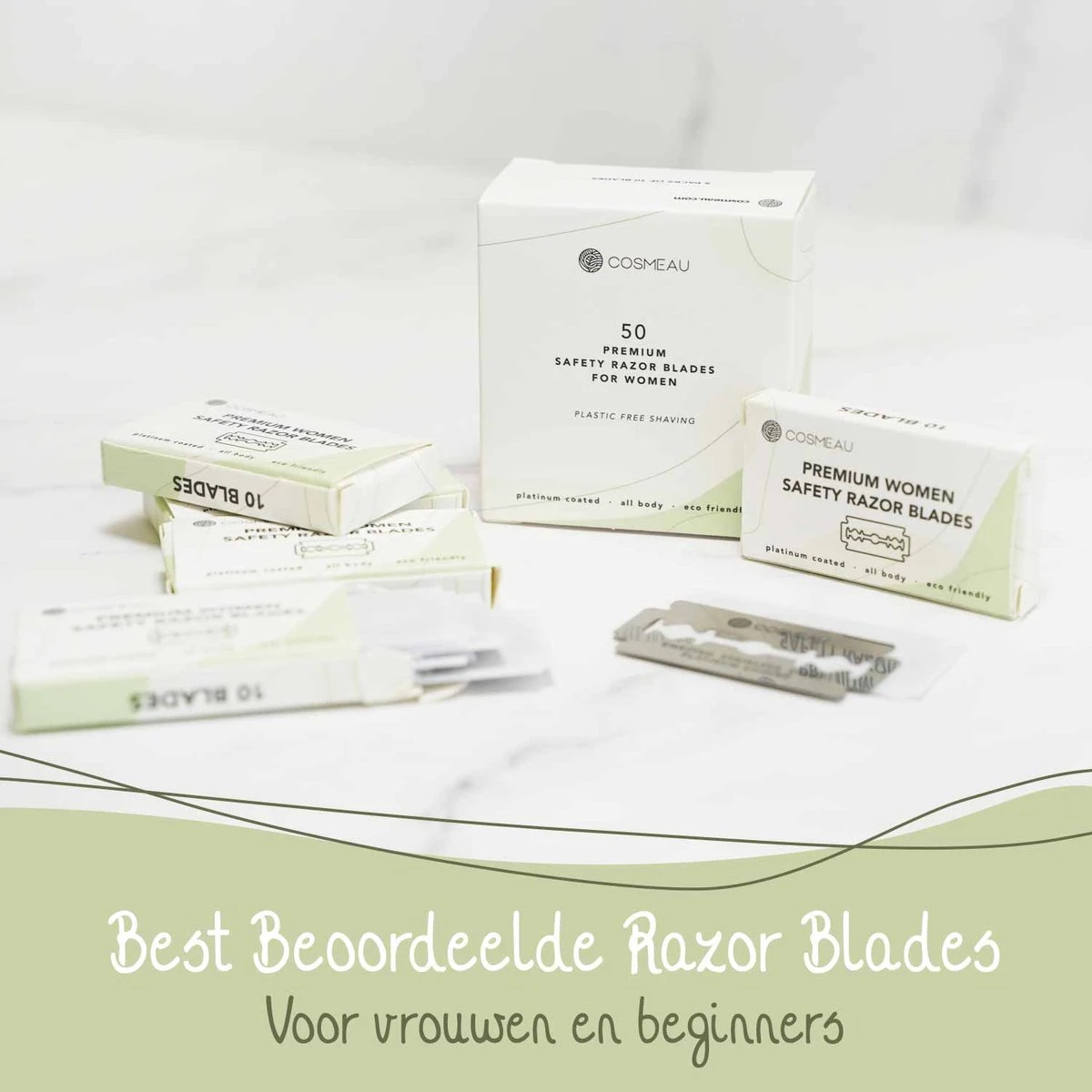 Cosmeau Safety Razor Blades Voor Vrouwen Alle Lichaamsdelen - 50 Stuks Safety Razor Scheermesjes Mesjes Voor Bamboozy Safety Razors - Platinum - Zero Waste 7 Cosmeau Safety Razor Blades Voor Vrouwen Alle Lichaamsdelen - 50 Stuks Safety Razor Scheermesjes Mesjes Voor Bamboozy Safety Razors - Platinum - Zero Waste - Afbeelding 5